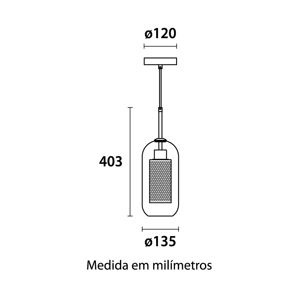 Pendente Bronx Globo Cilíndrico 1xE27