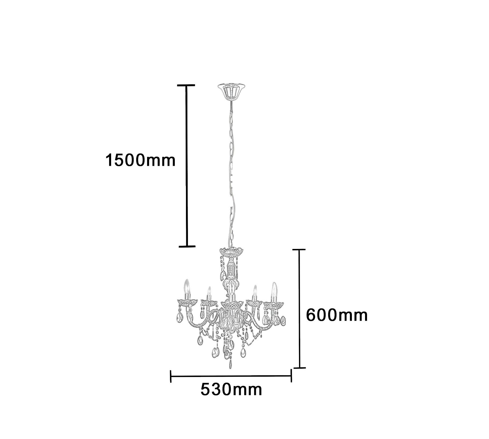 lustre lucerna 5 bracos 5xe14 preto med