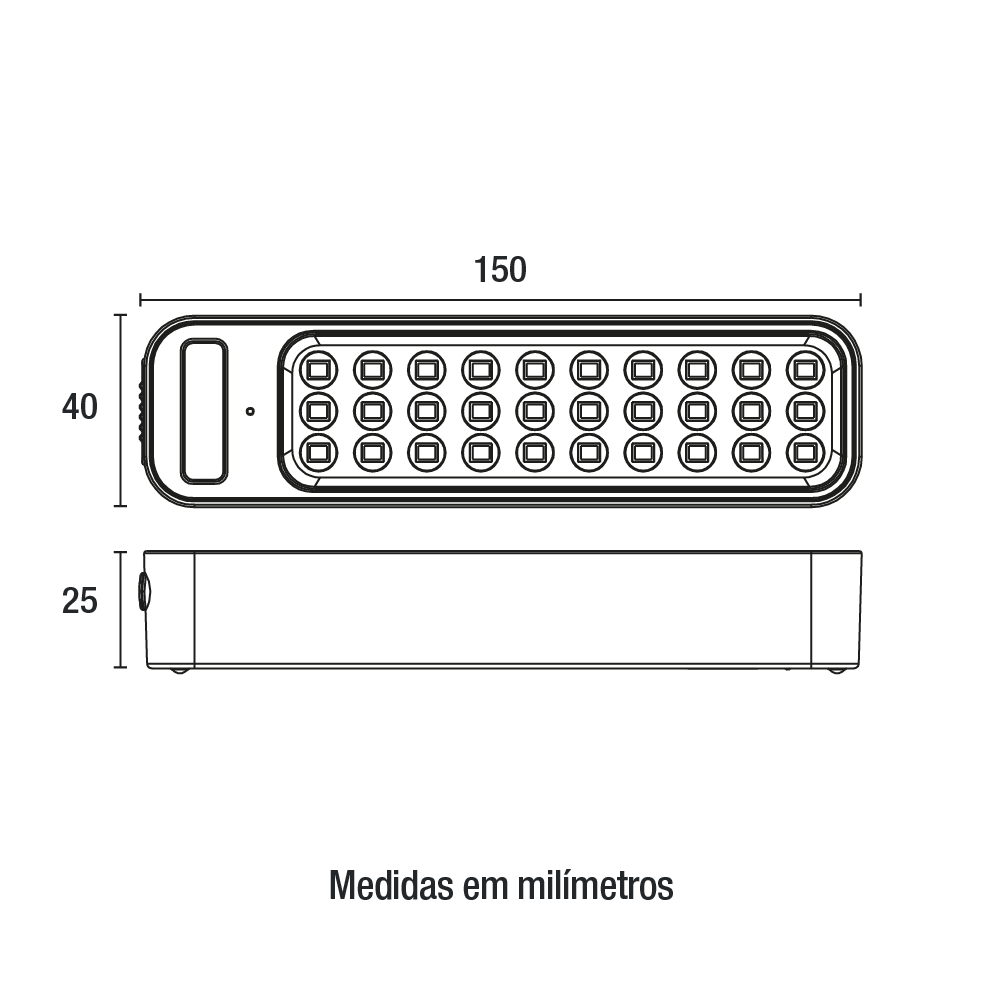 dimensoes luminaria de emergencia