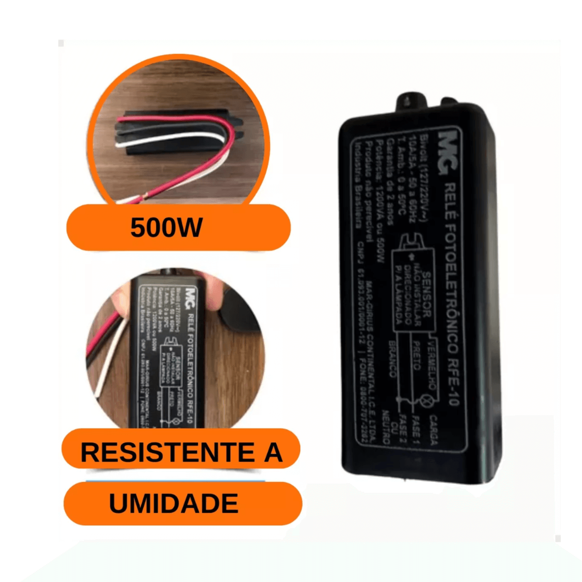 rele fotoeletronico compacto 500w bivolt rfe 10 margirius imagem de mais especificacoes