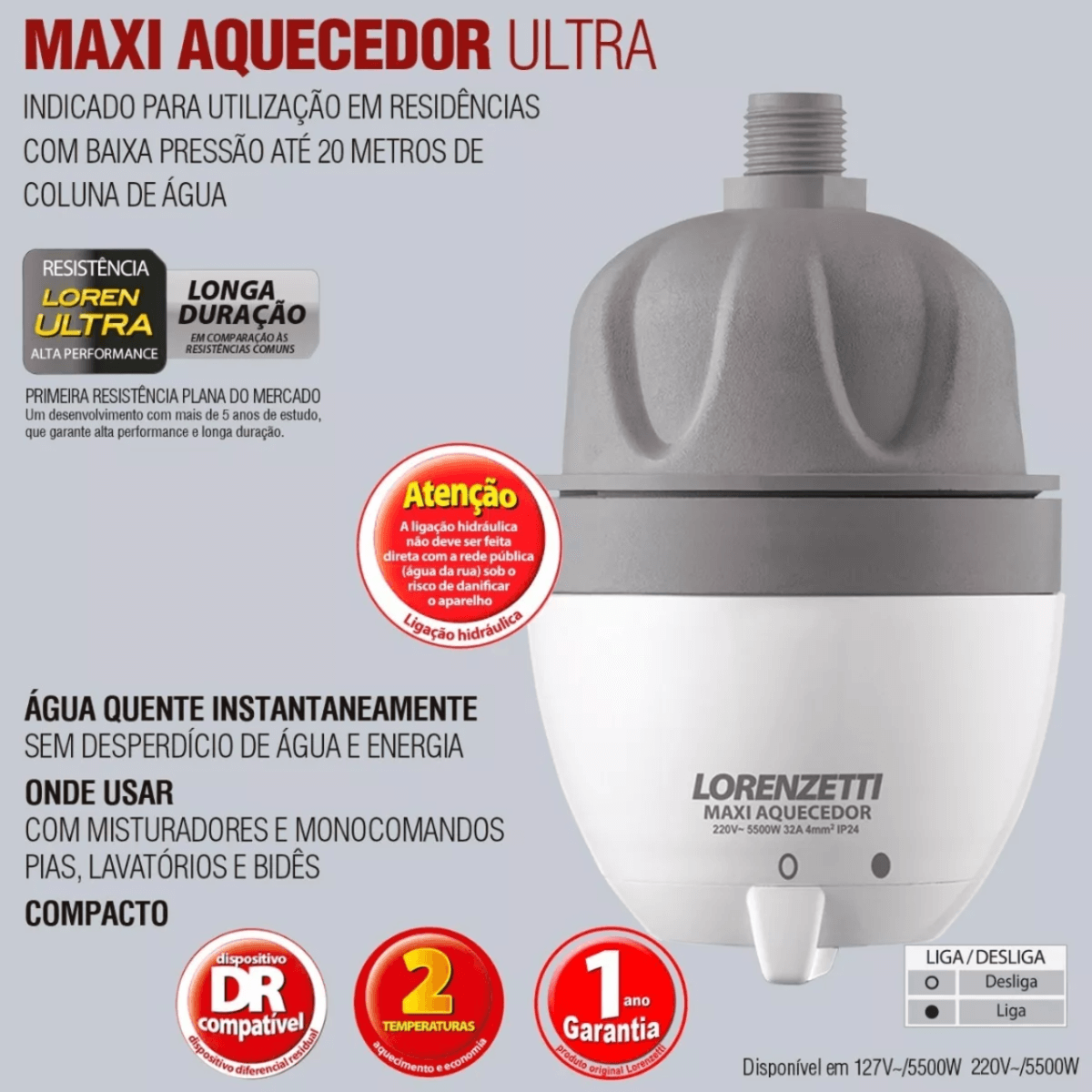 aquecedor maxi ultra lorenzetti 127v 110v especificacoes