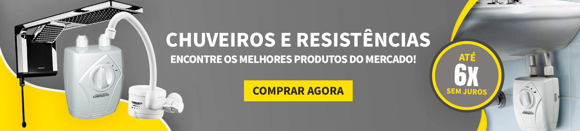 Banner de Apresentação dos Chuveiros e Torneiras que Trabalhamos Marcas como Lorenzetti e Zagonel