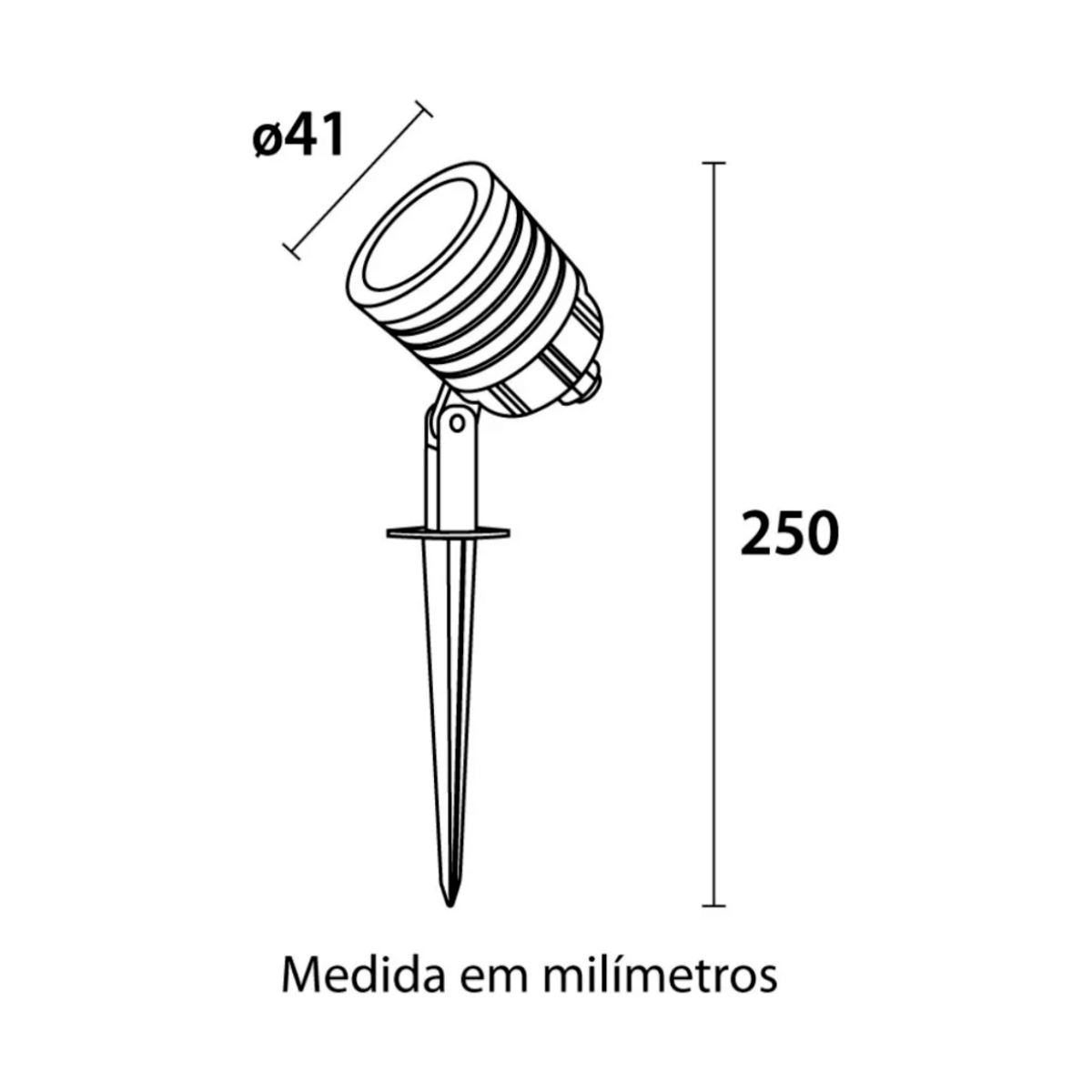 espeto de jardim led externo 3000k 3w pix iluminacao medicoes 1