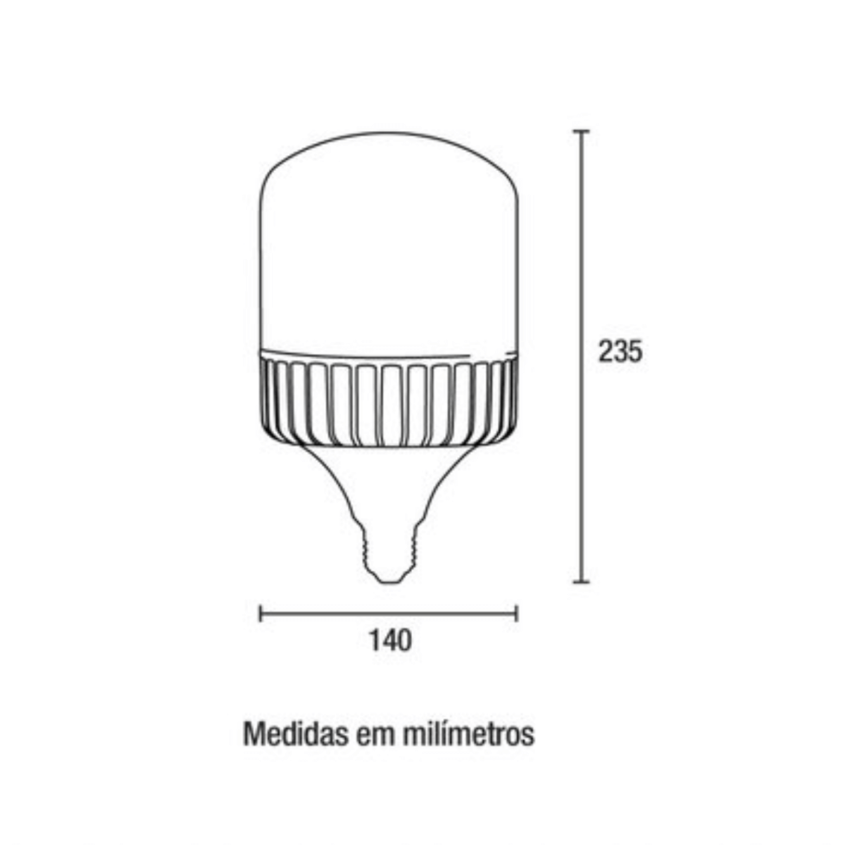 lampada led blumenau industrial t140 80w e27 bivolt 6500k luz branca medidas 1